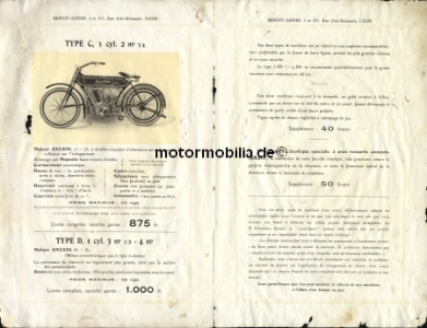 Benoit-Gonin Motorrad Prospekt 1913 4 Seiten  b-g p13