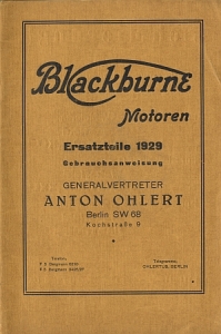 Blackburne Motoren Gebrauchsanweisung + Ersatzteilliste 1929  bl-et/ba29