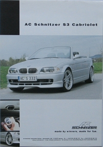 BMW Automobil Prospektblatt Typ Schnitzer ACS3 Cabriolet ca. 2001 bmw-aop013