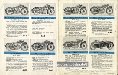 BSA Motorcycle Brochure Models 1937