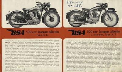 BSA Motorrad Prospekt Gesamtprogramm 1947 bsa-p47