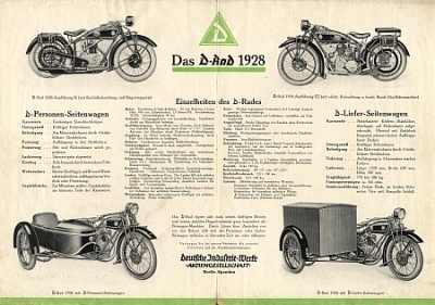 Preview: D-Rad Motorrad Prospekt R0/4  4 Seiten 1928   dr-p28