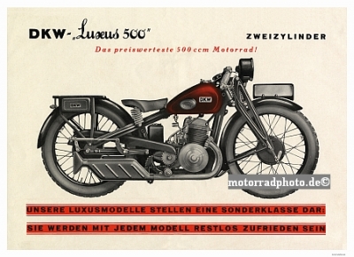 DKW Motorrad Plakat 500ccm Luxus ca. 1938    dkw-po02