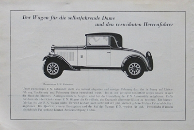 Preview: FN Automobil Prospekt  Typ 1400 6/30 PS 1930 fn-aop30 Preview: FN Automobil Prospekt  Typ 1400 6/30 PS 1930 fn-aop30