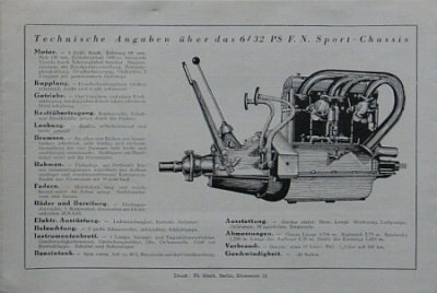 FN Automobil Prospekt  Typ 1400 6/30 PS 1930 fn-aop30