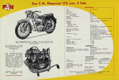 FN Motorrad Prospekt 8 Seiten 1954 fn-p54