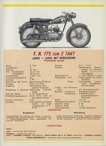 FN Motorrad Prospekt 6 Seiten 1957 fn-p57