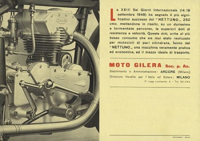 Gilera Motorcycle  Brochure Typ Nettuno 250  4 Pages 1948 gile-p48