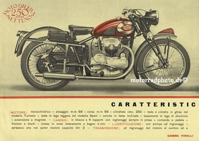 Gilera Motorcycle  Brochure Typ Nettuno 250  4 Pages 1948 gile-p48