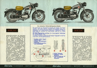 Göricke Motorrad Prospekt 4 Seiten  1954 gö-p54