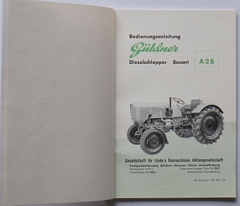 Preview: Güldner Schlepper Bedienungsanleitung Type A2B 7.1959 güld-bal59