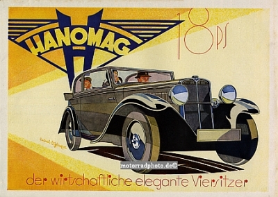 Hanomag Automobil Plakat Entwurf 1930 hano-po04