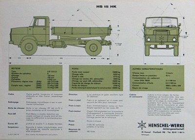 Preview: Henschel Lastwagen Prospektblatt Typ HS 15 HK 1965  hen-op652