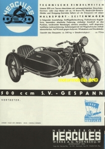 Preview: Hercules Motorrad Prospekt  500er Touren 1933  her-p33-1