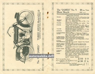 James Motorrad Katalog 1919
