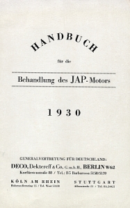 JAP Motor Manual 34 Pages 1930 jap-bal30