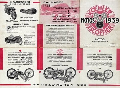 Preview: Koehler Escoffier Motorrad Prospekt 12 Seiten 1939 ke-p39