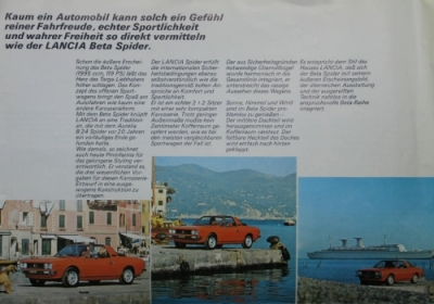 Lancia Beta Spider Automobil Prospekt 3.1977 lan-op006