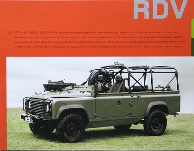 Landrover Defender Armee RDV Prospektblatt RDV  2 Seiten  2003  lr-df-op03