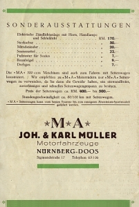 Preview: Mars M.A. Motorrad Prospekt  4 Seiten  1930  ma-p30