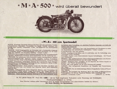 Preview: Mars M.A. Motorrad Prospekt  4 Seiten  1930  ma-p30