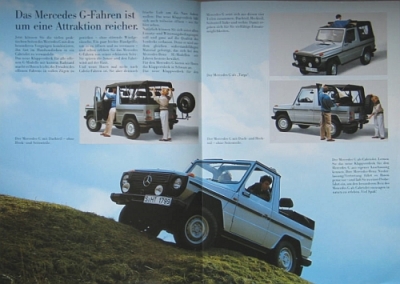 Preview: Mercedes Benz Geländewagen Prospekt Klappverdeck  4 Seiten 4.1985  mb-g-op85 Preview: Mercedes Benz Geländewagen Prospekt Klappverdeck  4 Seiten 4.1985  mb-g-op85