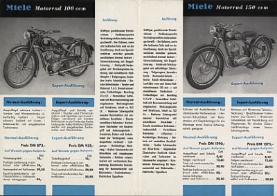 Preview: Miele Motorrad Prospekt  4 Seiten  1954 miel-p54