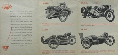 NSU Motorrad Prospekt Brochure Beiwagen 6 Seiten 1935 nsu-op35