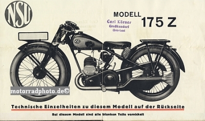 Preview: NSU Motorrad Prospekt 4 Seiten 1930 nsu-p30-5