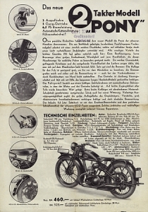 NSU Motorrad Pony Prospektblatt 2 Seiten  1938 nsu-op38-6