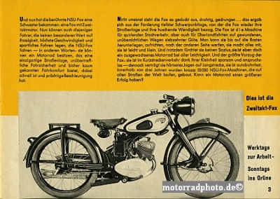 Preview: NSU Motorcycle Fox Brochure 8 Pages 1951 nsu-p51-1