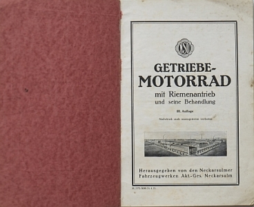 Preview: NSU Motorrad Bedienungsanleitung Typ 2 PS 1 Zyl. 249ccm 1925  nsu-ba25/1