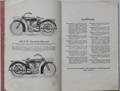 Preview: NSU Motorrad Bedienungsanleitung Typ 2 PS 1 Zyl. 249ccm 1925  nsu-ba25/1