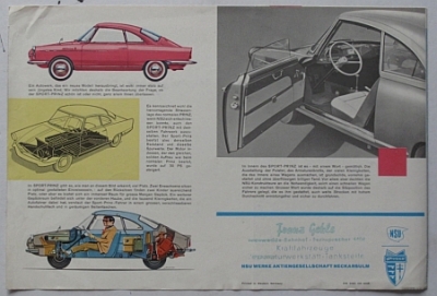 Preview: NSU Sport Prinz Prospekt  4 Seiten ca. 1962   nsu-opa62