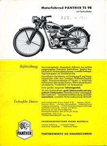 Preview: Panther Motorrad Prospekt 4 Seiten  1953 panth-d-p53