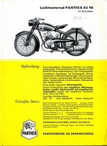 Preview: Panther Motorrad Prospekt 4 Seiten  1953 panth-d-p53