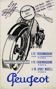 Peugeot Motorrad Prospekt 4 Seiten  1929 peu-p29