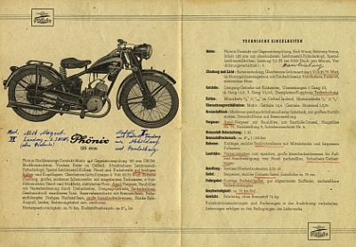Preview: Phönix Motorrad Prospekt Typ 125ccm 4 Seiten 1936 phx-p36-4