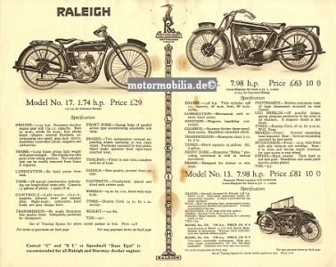 Preview: Raleigh Motorrad Prospekt  8 Seiten 1927   ral-p27