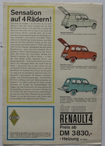 Preview: Renault R4 Prospekt  4 Seiten  1961  ren-op61 Preview: Renault R4 Prospekt  4 Seiten  1961  ren-op61
