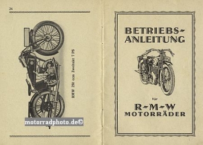 RMW Motorrad Bedienungsanleitung 28 Seiten 1927 rmw-bal27