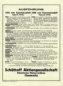 Schüttoff Motorrad Prospektblatt 2 Seiten 1927  sc-p272