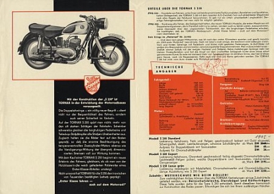 Tornax Motorrad Prospekt 4 Seiten 1953 tor-p53