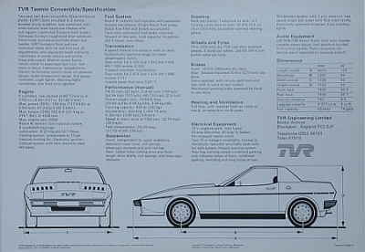 Preview: TVR Automobil Prospektblatt Typ Tasmin Cabrio 10.1980 tvr-op802 Preview: TVR Automobil Prospektblatt Typ Tasmin Cabrio 10.1980 tvr-op802