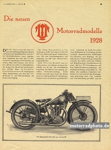 UT Motorrad Bericht Vorstellung der neuen Modelle 1928 ut-v28