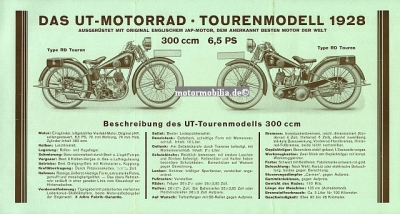 Preview: UT Motorrad Prospekt Type 300ccm  1928
