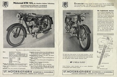 UT Motorrad Prospekt  4 Seiten  1952 ut-p52