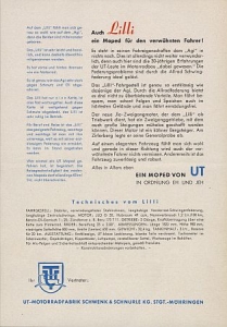 Preview: UT Motorrad Prospektblatt  2 Seiten 1956 ut-p56-2