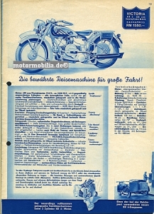 Victoria Motorcycle Brochure  1937