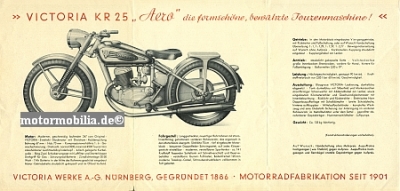 Preview: Victoria Motorrad Prospekt Type KR 25 Aero 1950